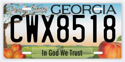 GA license plate CWX8518