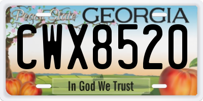 GA license plate CWX8520