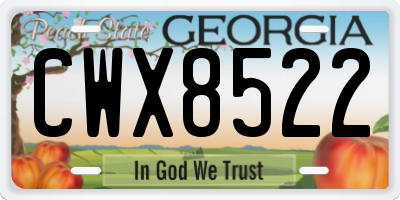 GA license plate CWX8522