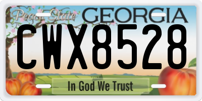 GA license plate CWX8528
