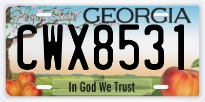 GA license plate CWX8531