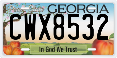 GA license plate CWX8532
