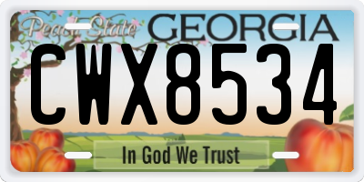 GA license plate CWX8534