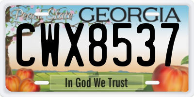 GA license plate CWX8537