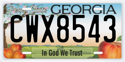 GA license plate CWX8543