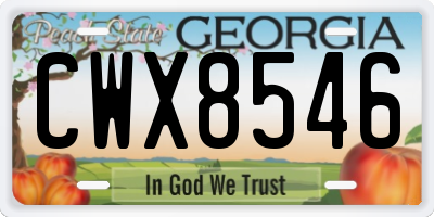 GA license plate CWX8546