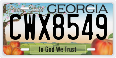 GA license plate CWX8549