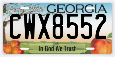 GA license plate CWX8552
