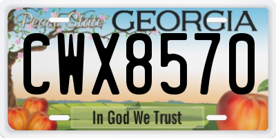GA license plate CWX8570