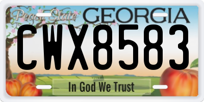 GA license plate CWX8583