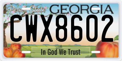 GA license plate CWX8602