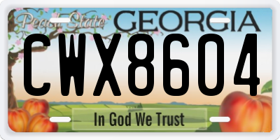 GA license plate CWX8604