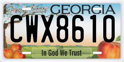 GA license plate CWX8610