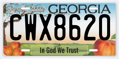 GA license plate CWX8620