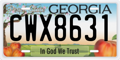 GA license plate CWX8631