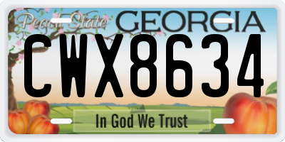 GA license plate CWX8634
