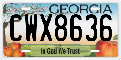 GA license plate CWX8636