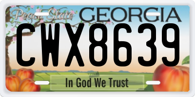 GA license plate CWX8639