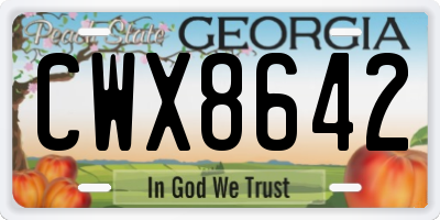 GA license plate CWX8642