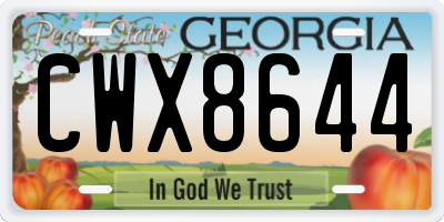 GA license plate CWX8644