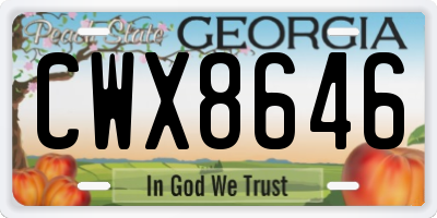 GA license plate CWX8646