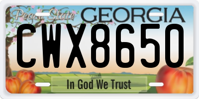 GA license plate CWX8650