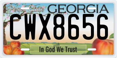 GA license plate CWX8656