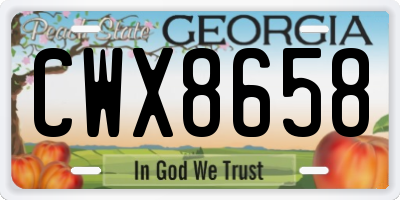 GA license plate CWX8658