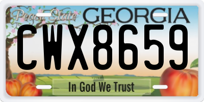 GA license plate CWX8659