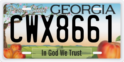 GA license plate CWX8661