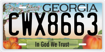 GA license plate CWX8663