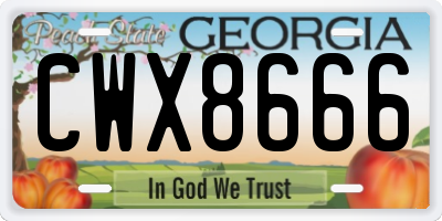 GA license plate CWX8666