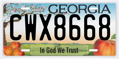 GA license plate CWX8668