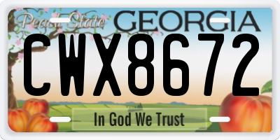 GA license plate CWX8672