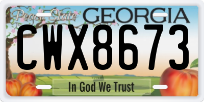 GA license plate CWX8673