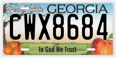 GA license plate CWX8684