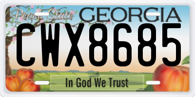 GA license plate CWX8685