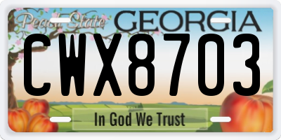 GA license plate CWX8703