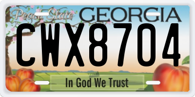 GA license plate CWX8704