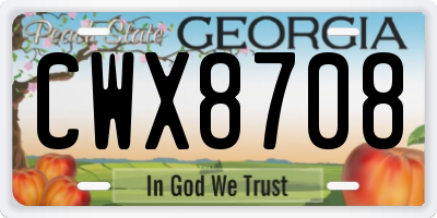 GA license plate CWX8708