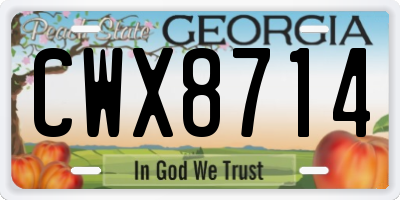 GA license plate CWX8714