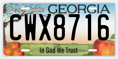 GA license plate CWX8716