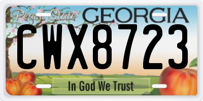 GA license plate CWX8723