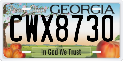 GA license plate CWX8730
