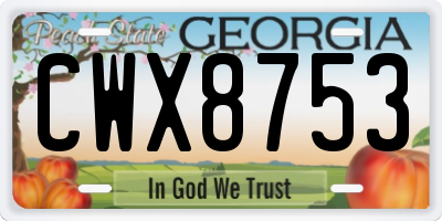 GA license plate CWX8753