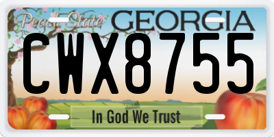 GA license plate CWX8755