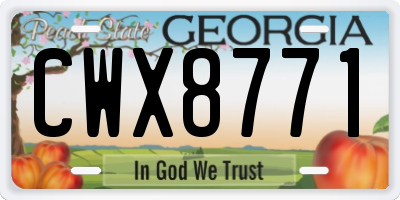 GA license plate CWX8771