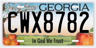 GA license plate CWX8782