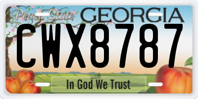 GA license plate CWX8787