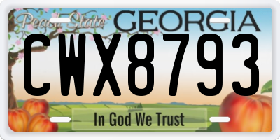 GA license plate CWX8793